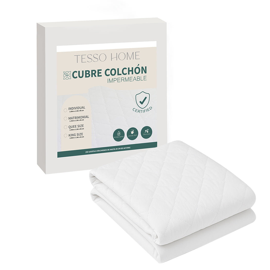 Protector para Colchón-Tela Suave y 100% Impermeable-Hipoalergénico-Antí Ácaros-Suave y Transpirable