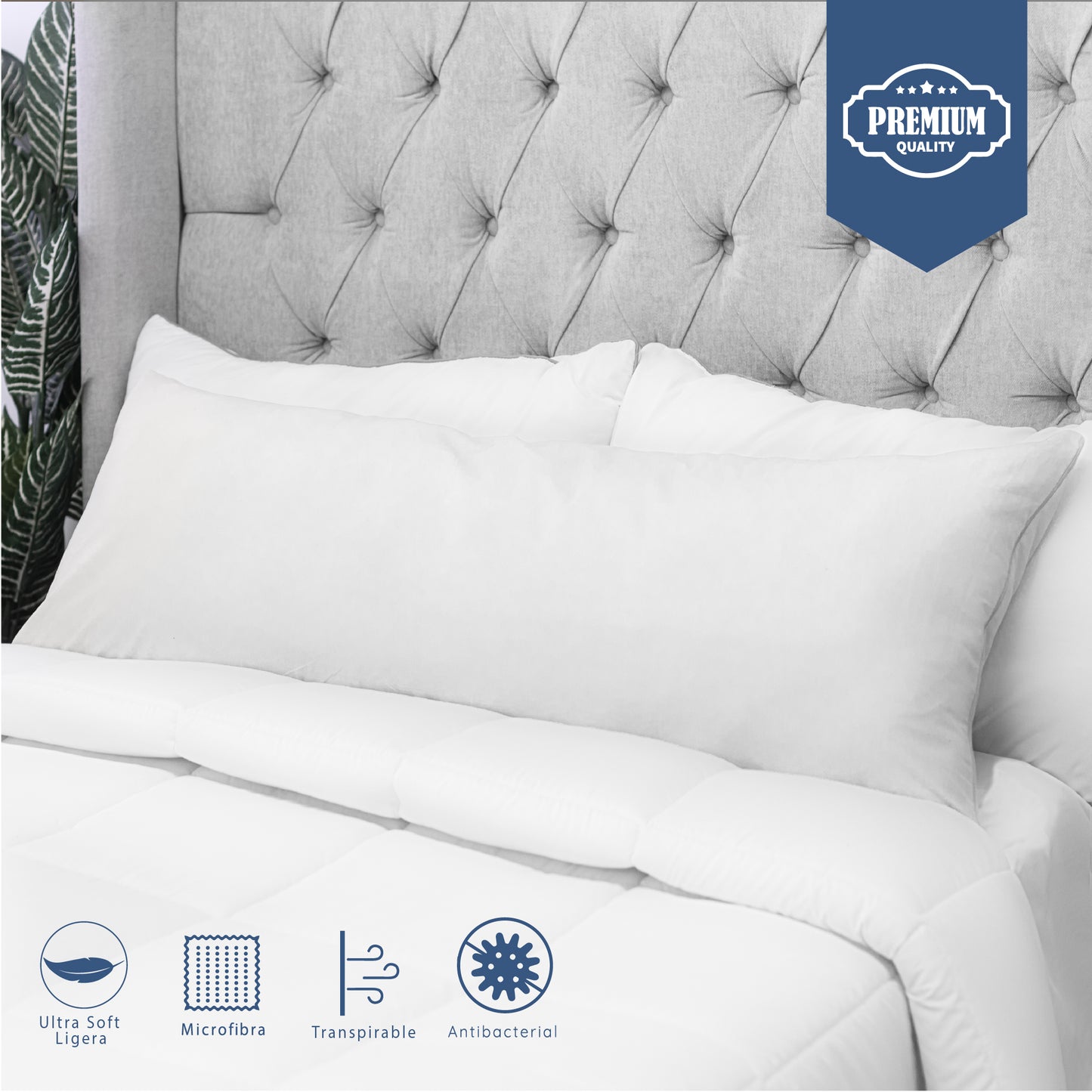Almohada Corporal Cojín de Cuerpo Completo Almohada Larga Transpirable Relleno Down Alternative 131.5 x 50 x 20 cm
