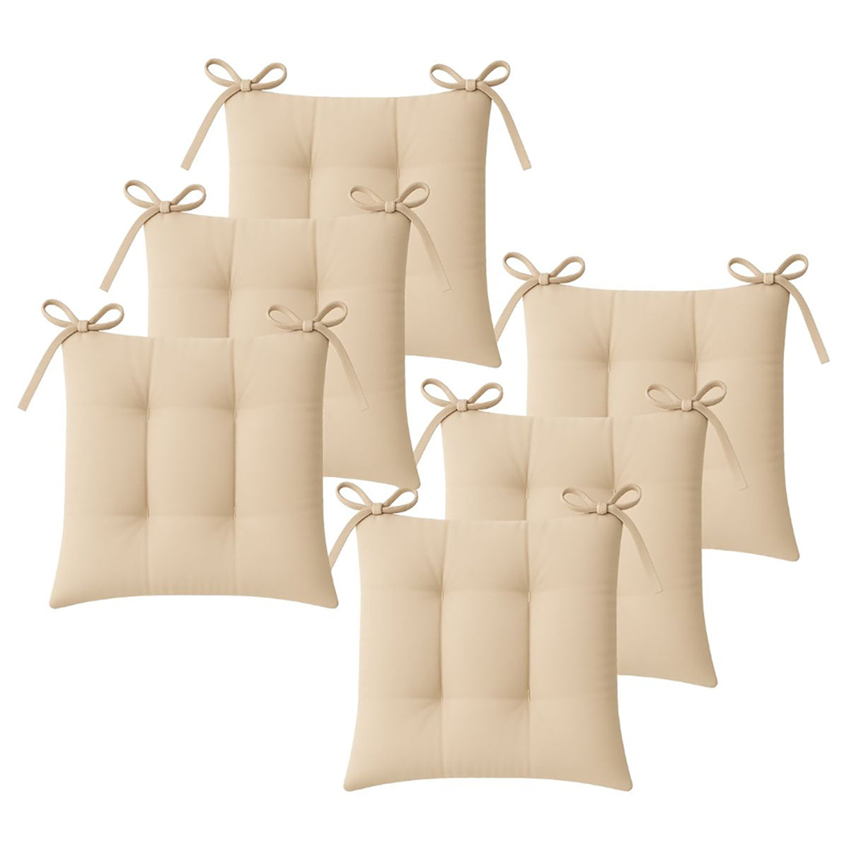 Set de 6 Cojines Acolchados para Silla de Comedor con Lazos Relleno Ideal Almohadillas para los Asientos Medidas 42 x 42 x 7 cm