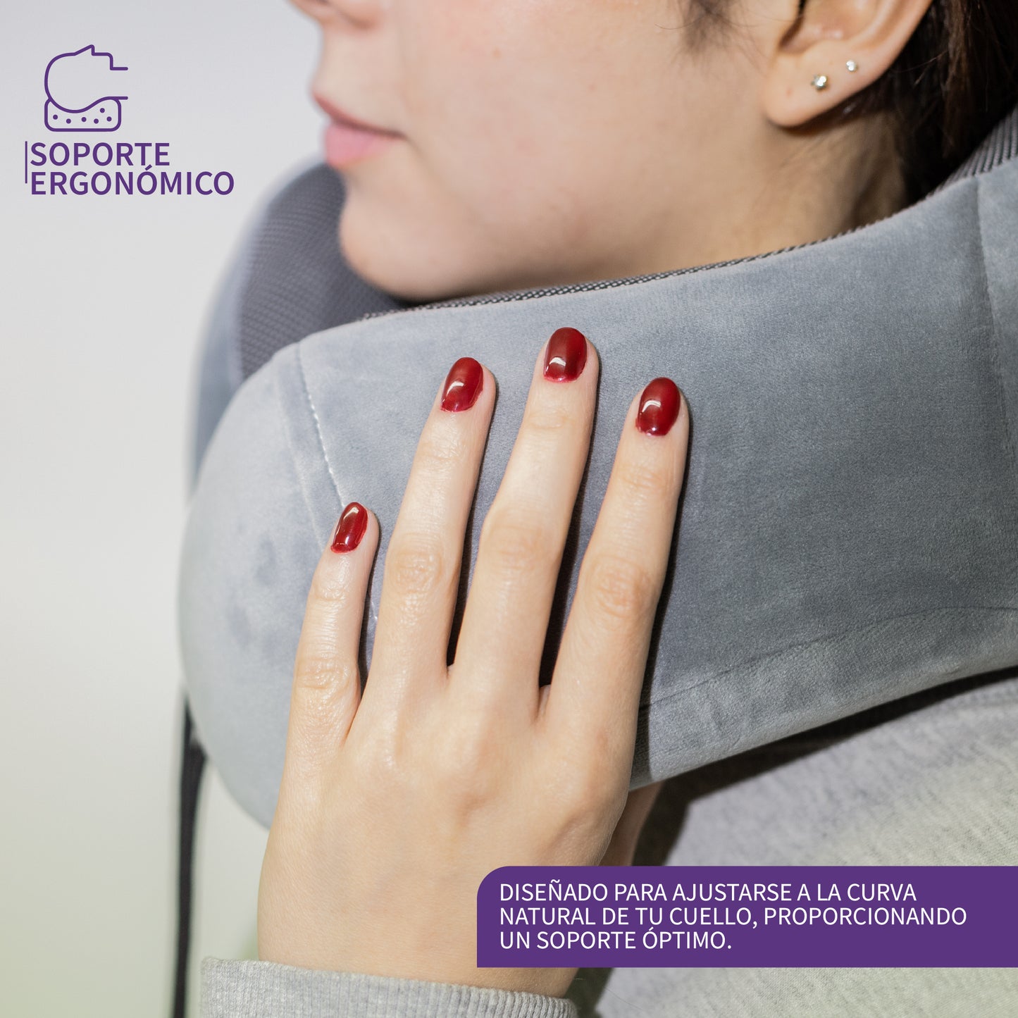 Almohada de Viaje Viscoelástica de Espuma de Memoria con Soporte Cervical Ergonómico, Funda Transpirable Removible, Máscara de Ojos, Tapones para Oídos y Bolsa Compacta