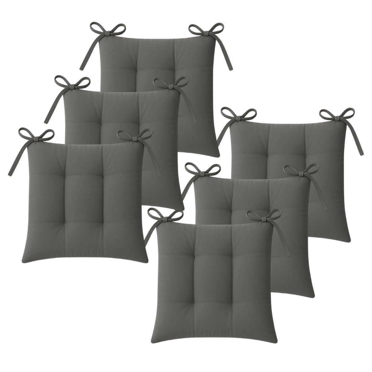 Set de 6 Cojines Acolchados para Silla de Comedor con Lazos Relleno Ideal Almohadillas para los Asientos Medidas 42 x 42 x 7 cm