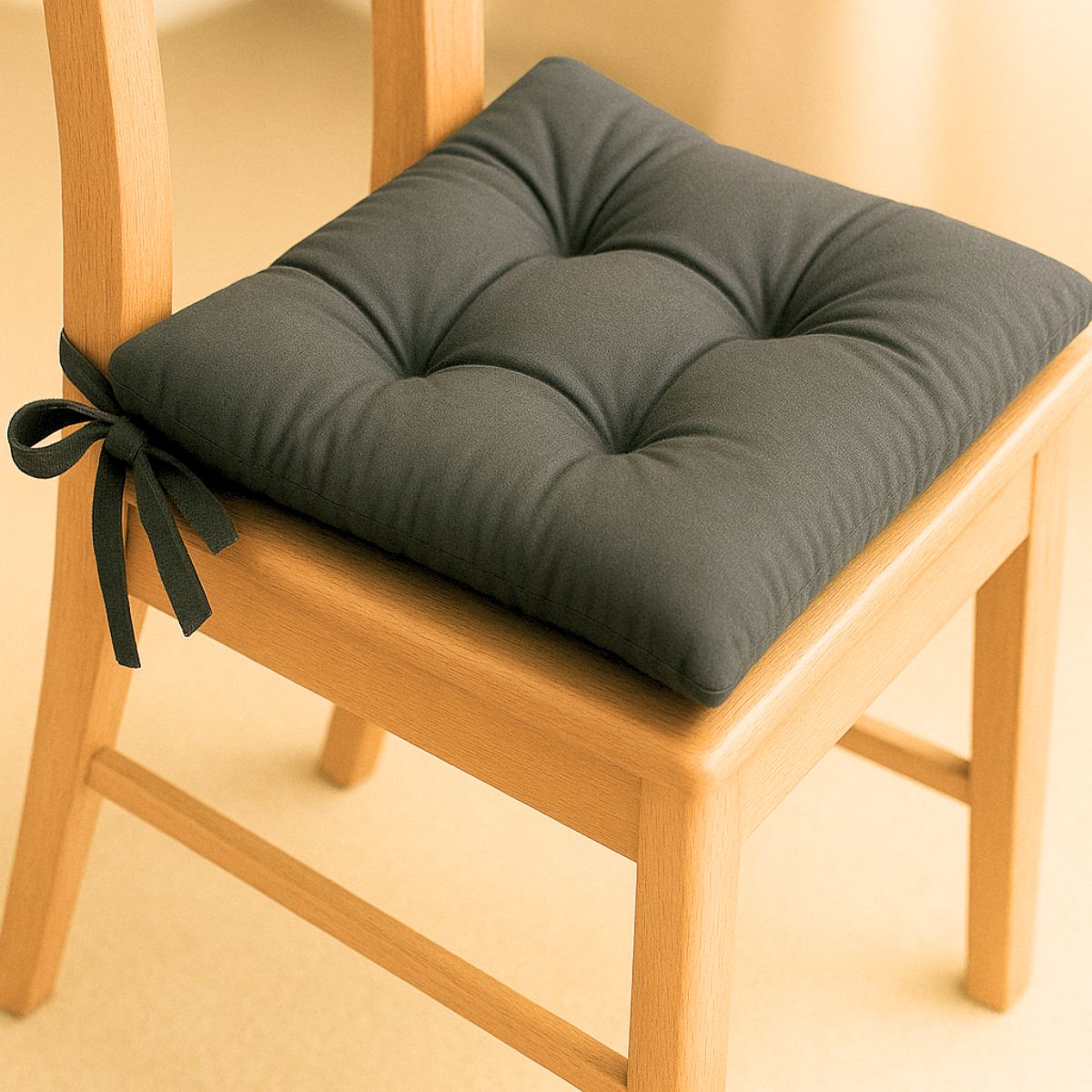 Set de 6 Cojines Acolchados para Silla de Comedor con Lazos Relleno Ideal Almohadillas para los Asientos Medidas 42 x 42 x 7 cm
