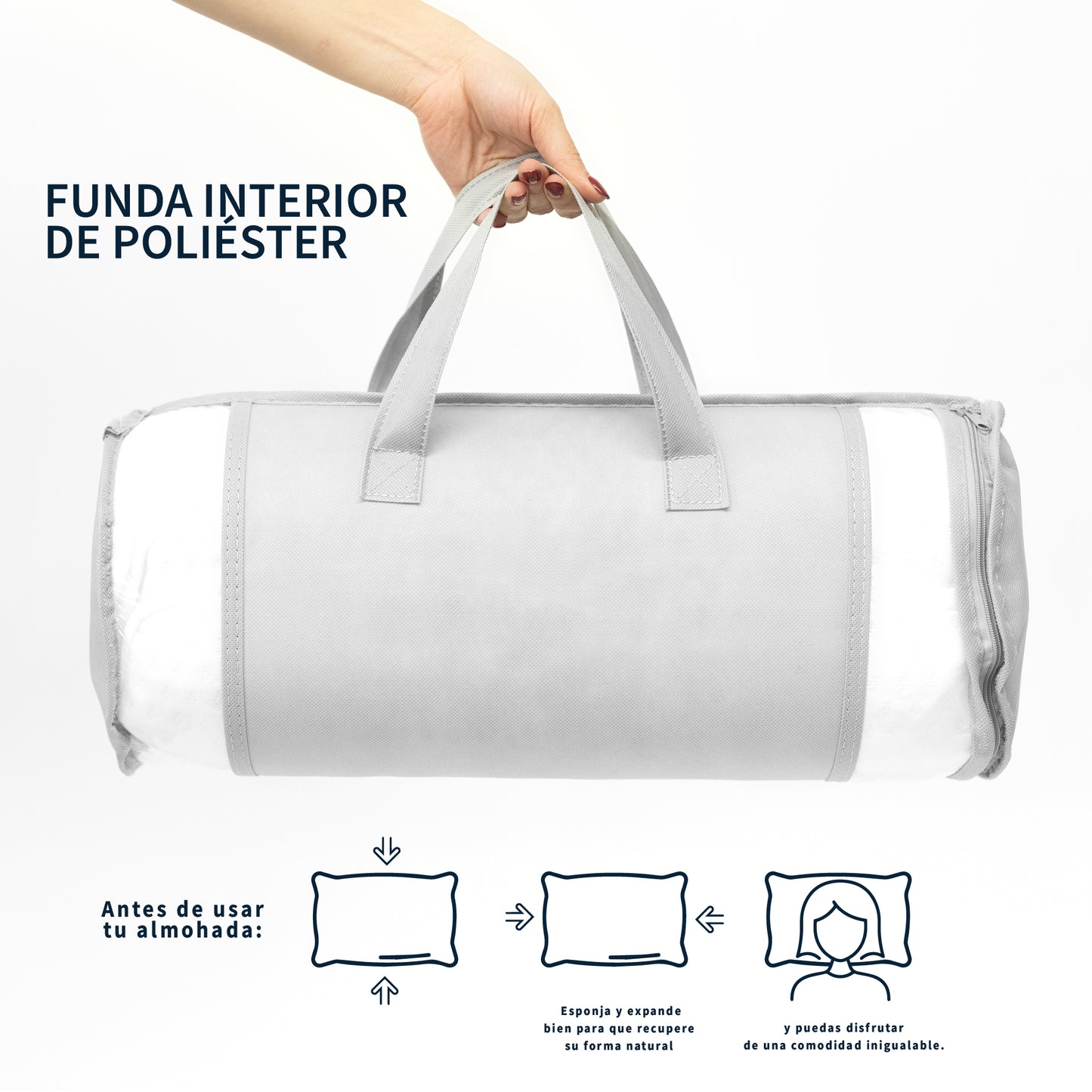 Almohadas Memory Foam con Relleno Semi Firme de Espuma de Memoria Triturado y Microfibras de Gel. Fundas Suaves, Lavables e Hipoalergénicas