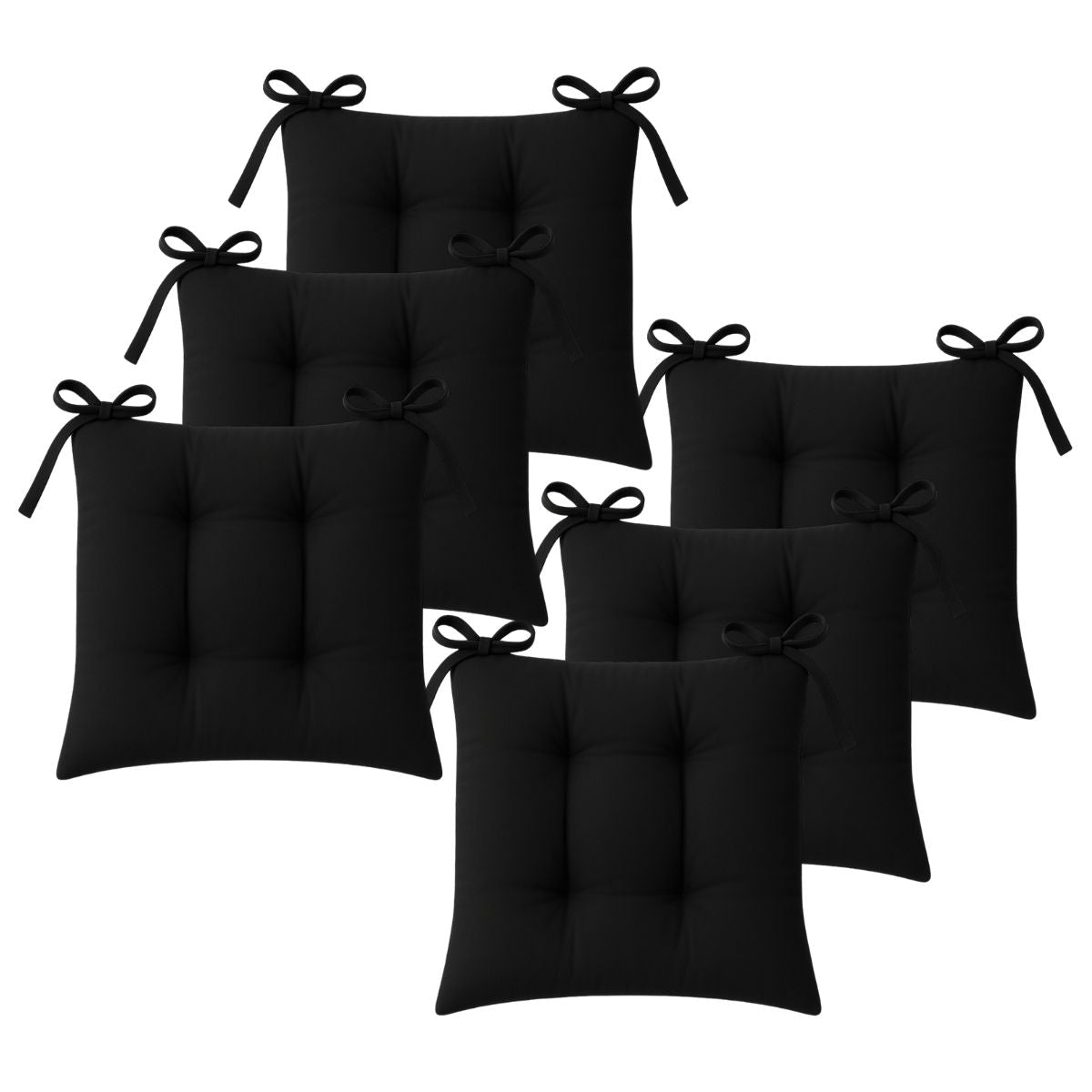 Set de 6 Cojines Acolchados para Silla de Comedor con Lazos Relleno Ideal Almohadillas para los Asientos Medidas 42 x 42 x 7 cm