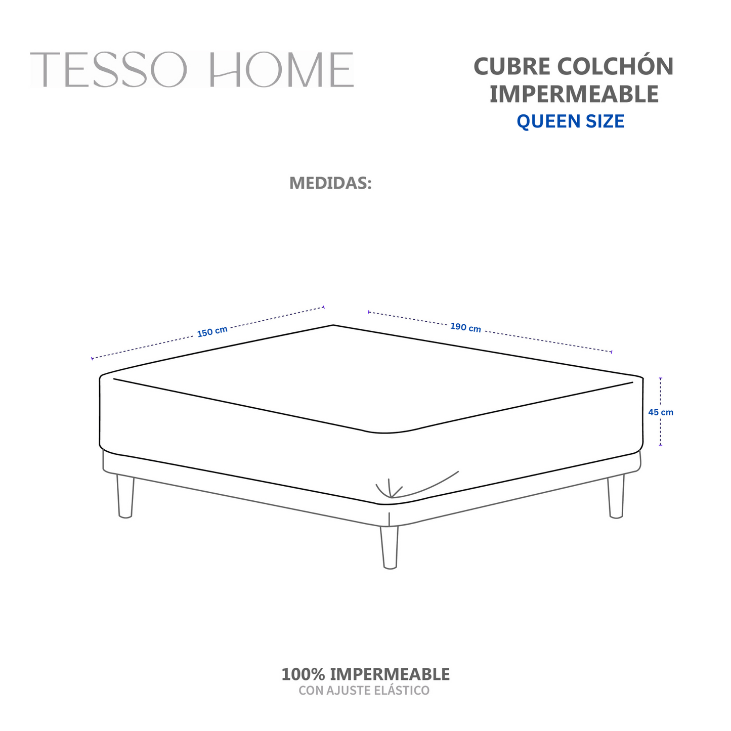 Protector para Colchón-Tela Suave y 100% Impermeable-Hipoalergénico-Antí Ácaros-Suave y Transpirable