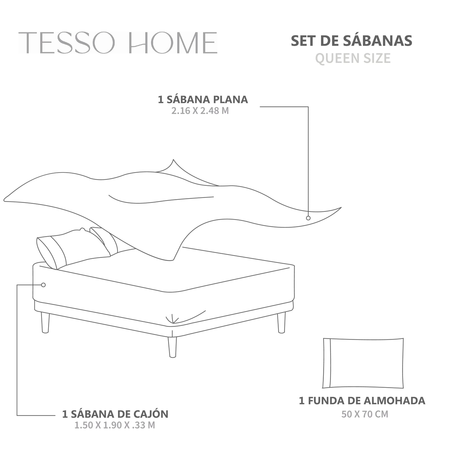 Juego de Sábanas de Camiseta Frescas Tipo Algodón Suave Hipoalergénicas (Incluye Sábana Plana, Sábana de Cajón y Fundas de Almohada)