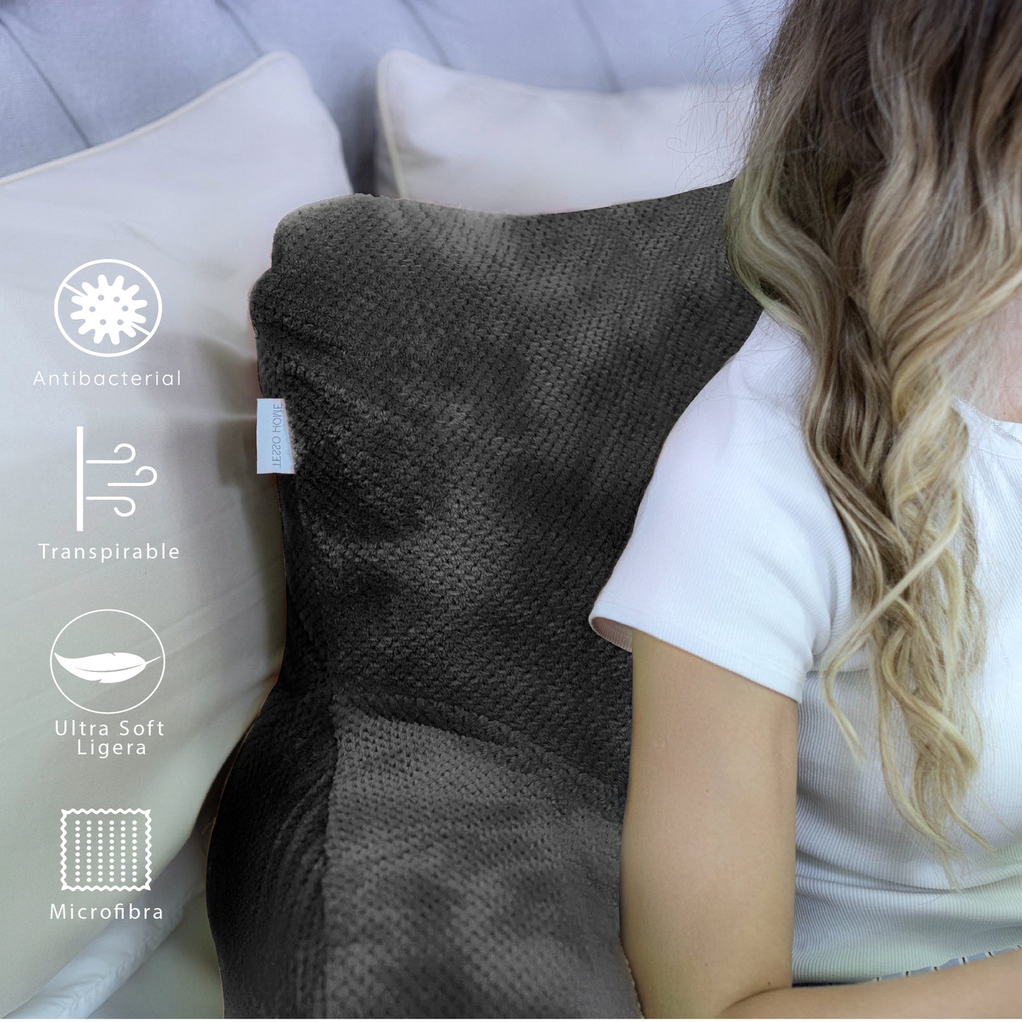 Respaldo Comfort Almohada Acolchada para Lectura y Descanso Amplio Soporte de Cuello y Brazos 100% Micofibra