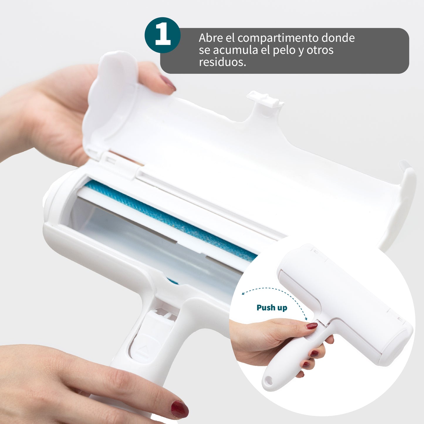 Rodillo Quita Pelusa Reutilizable Removedor de Pelo para Perros y Gatos Quitapelos Almacena el Pelaje de tu Mascota Ideal para Muebles, Sofá, Cama, Ropa y Asientos de Auto