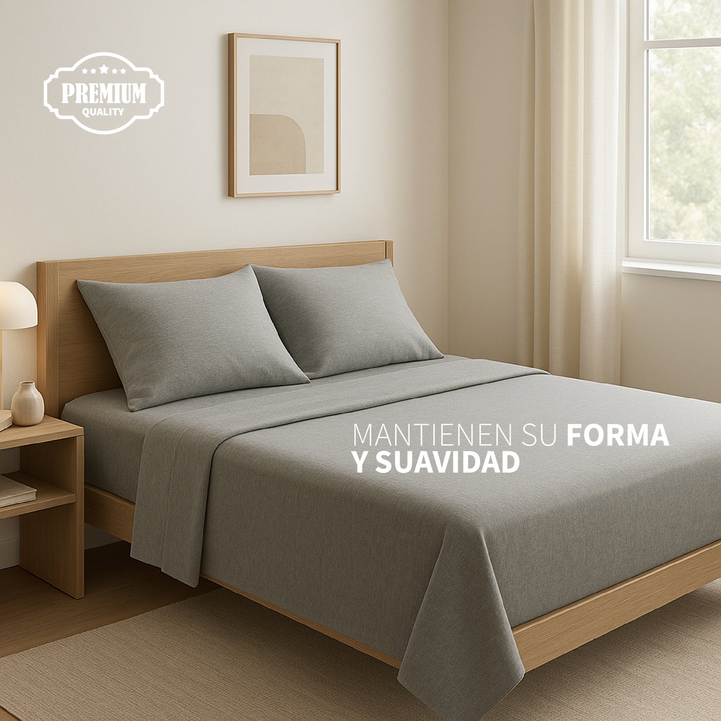 Juego de Sábanas de Camiseta Frescas Tipo Algodón Suave Hipoalergénicas (Incluye Sábana Plana, Sábana de Cajón y Fundas de Almohada)