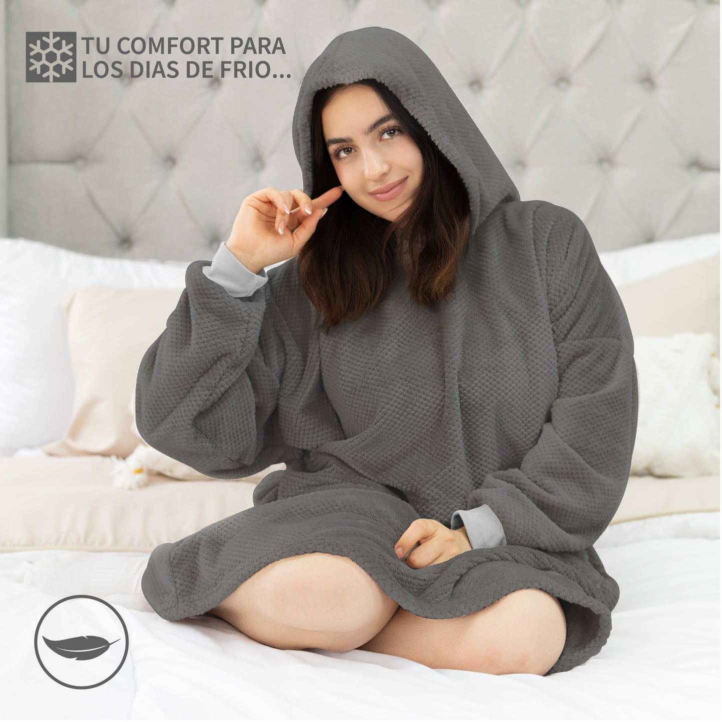 Sudadera Cobija Unisex Talla Unica con Capucha Amplio Bolsillo con Bordes Reforzados 100% Micofibra Fácil Cuidado