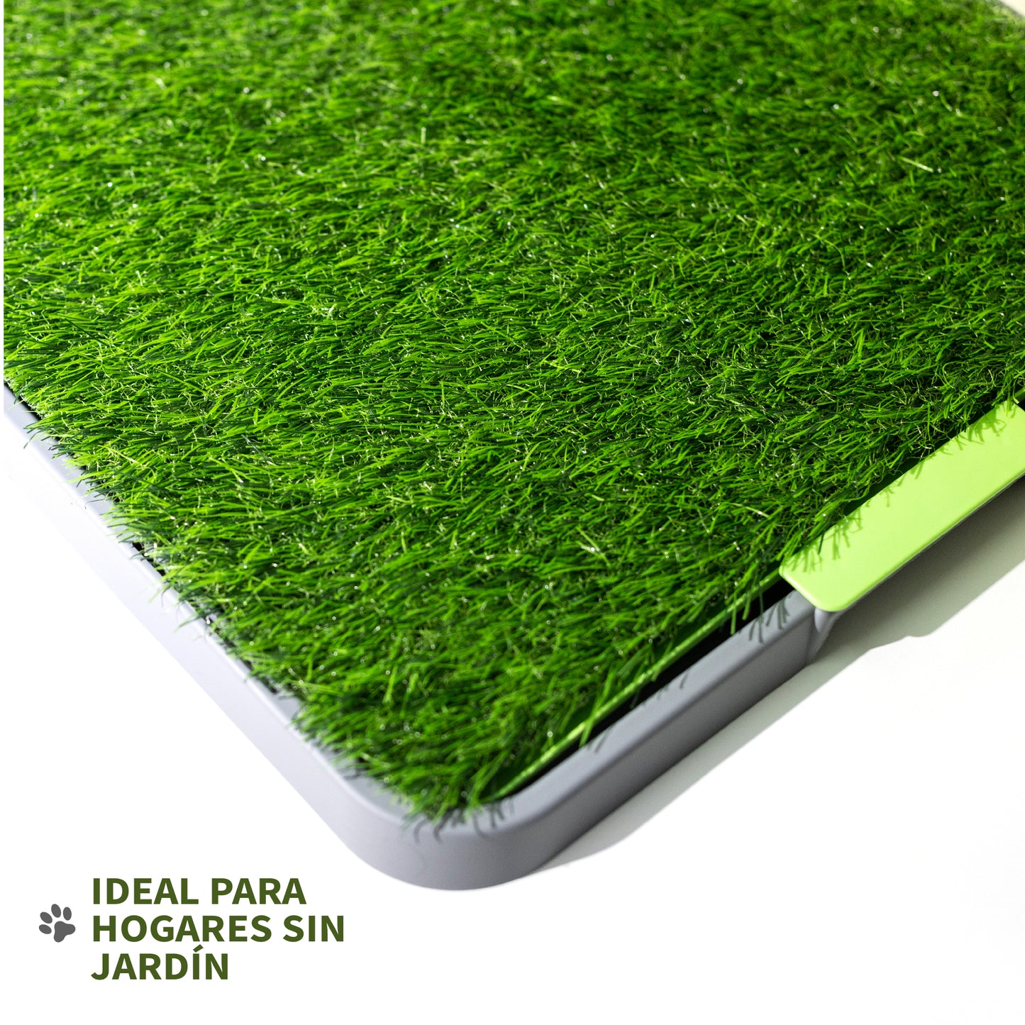 Tapete de Entrenamiento para Perro Doggie Grass con Regilla Anti Humedad Fácil Lavado Baño para Mascotas (69 x 44 cm)