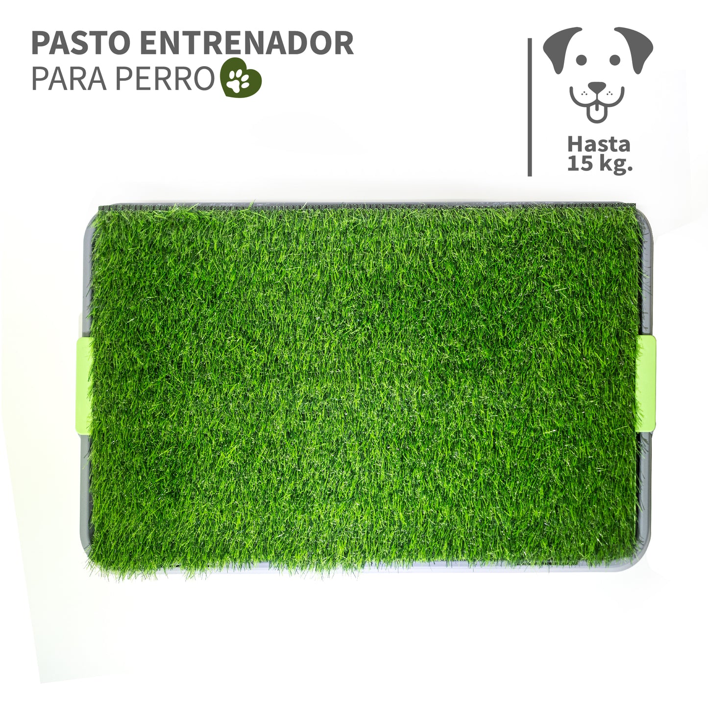 Tapete de Entrenamiento para Perro Doggie Grass con Regilla Anti Humedad Fácil Lavado Baño para Mascotas (69 x 44 cm)
