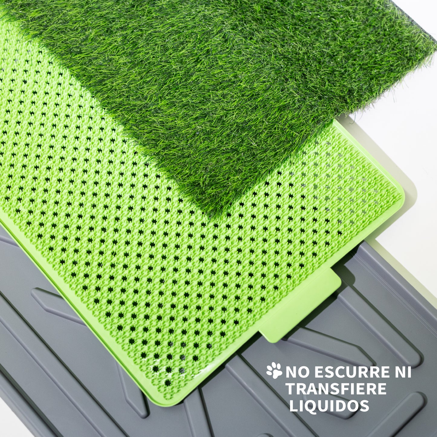 Tapete de Entrenamiento para Perro Doggie Grass con Regilla Anti Humedad Fácil Lavado Baño para Mascotas (69 x 44 cm)