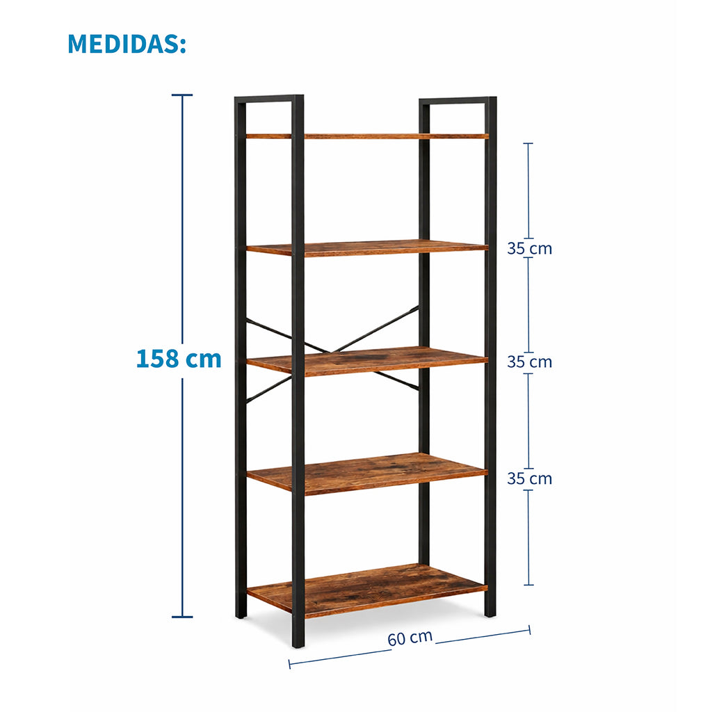 Estantería de Escalera de 5 Niveles con Estante Abierto para Almacenamiento Estantería Industrial y Estantería para Libros Hogar Cocina Oficina Organizador Esquinero