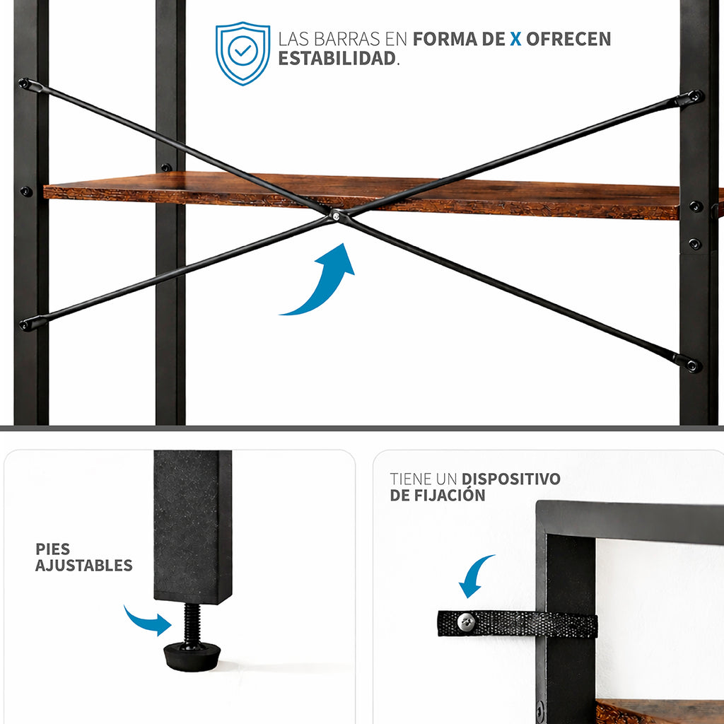Estantería de Escalera de 5 Niveles con Estante Abierto para Almacenamiento Estantería Industrial y Estantería para Libros Hogar Cocina Oficina Organizador Esquinero
