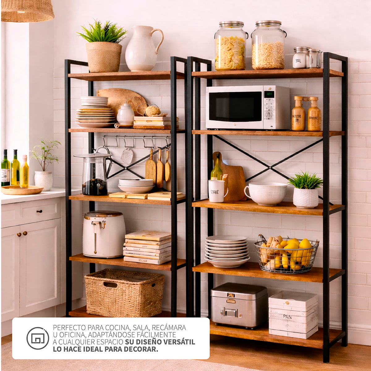 Estantería de Escalera de 5 Niveles con Estante Abierto para Almacenamiento Estantería Industrial y Estantería para Libros Hogar Cocina Oficina Organizador Esquinero