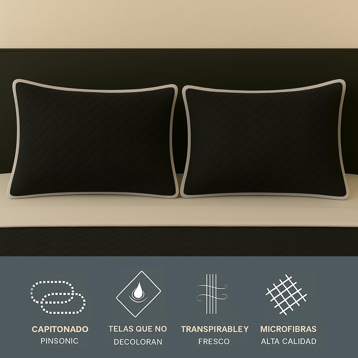 TESSO HOME Colcha Doble Vista con Fundas de Almohada 100% Microfibra Juego de Edredón Ligero Capitonado Pinsonic 3 Piezas (Arena/Caqui, Individual)