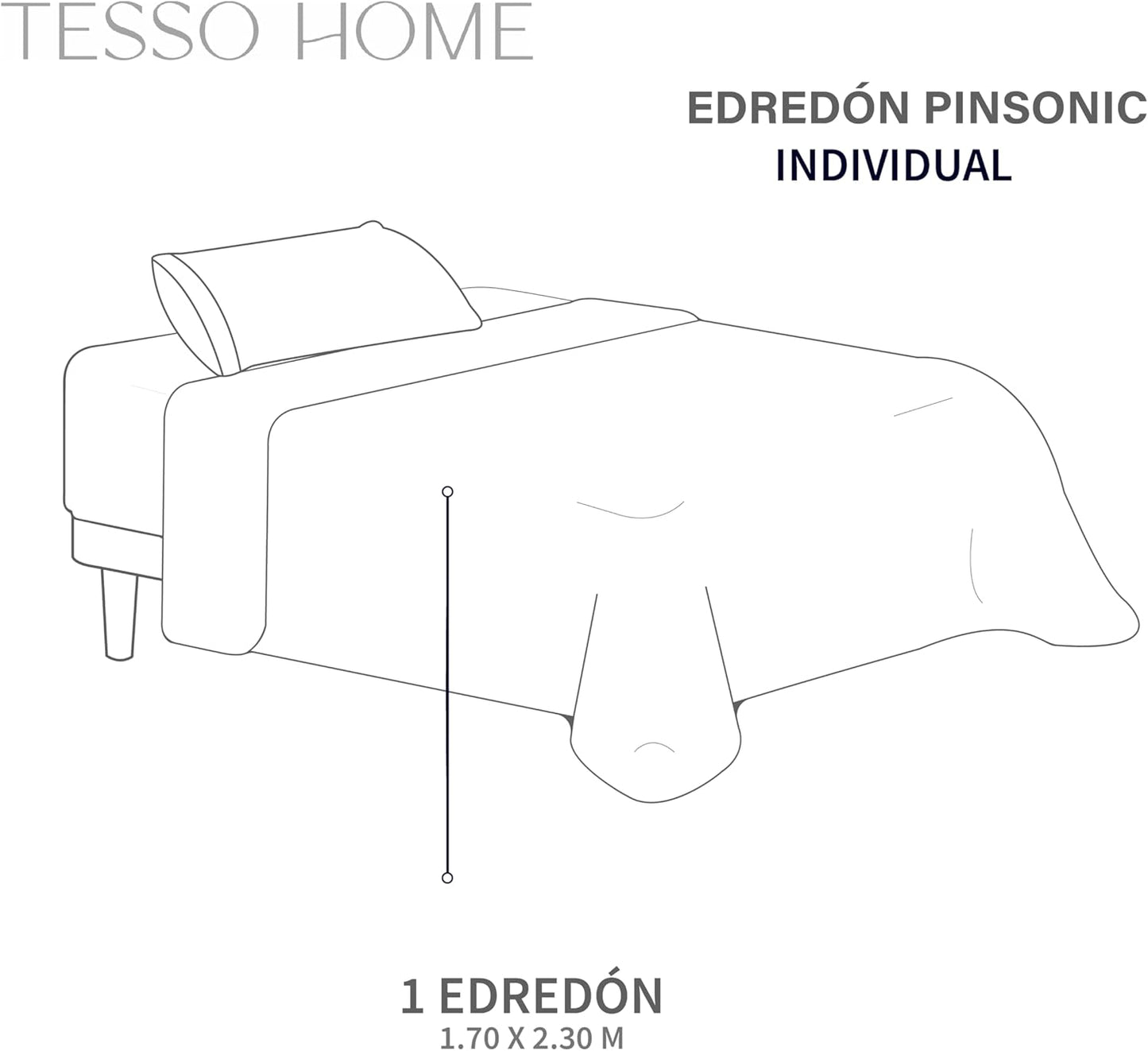 TESSO HOME Colcha Edredón Ligero Doble Vista Capitonado Pinsonic sin Costuras 100% Microfibra (Blanco/Beige, Matrimonial)