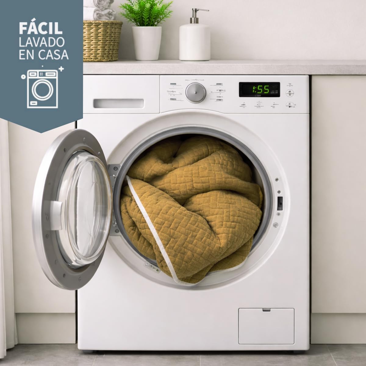 TESSO HOME Colcha Doble Vista con Fundas de Almohada 100% Microfibra Juego de Edredón Ligero Capitonado Pinsonic 3 Piezas (Arena/Caqui, Individual)