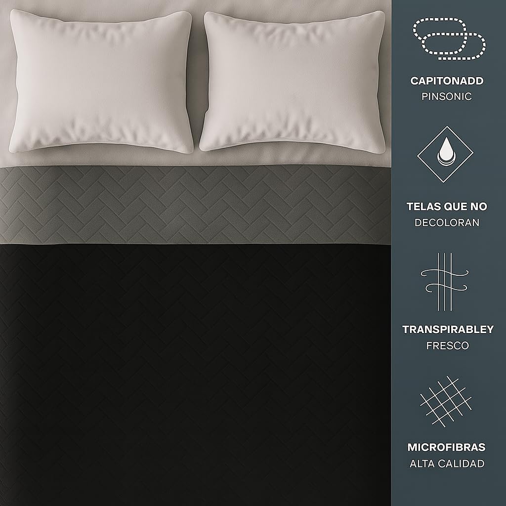 TESSO HOME Colcha Edredón Ligero Doble Vista Capitonado Pinsonic sin Costuras 100% Microfibra (Blanco/Beige, Matrimonial)