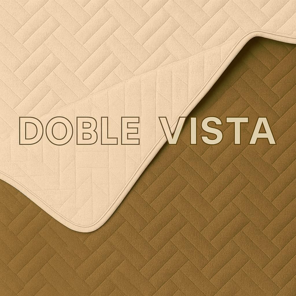 TESSO HOME Colcha Doble Vista con Fundas de Almohada 100% Microfibra Juego de Edredón Ligero Capitonado Pinsonic 3 Piezas (Arena/Caqui, Individual)