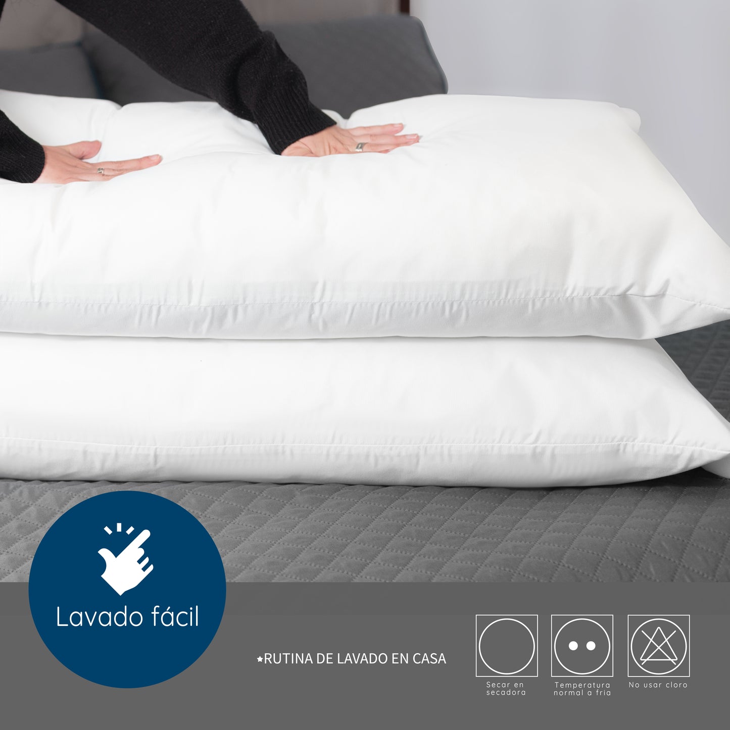 Almohadas Incluyen Fundas con Cierre Firmeza Media Lavables en Casa Suaves Microfibra Down Alternative Bed Pillow