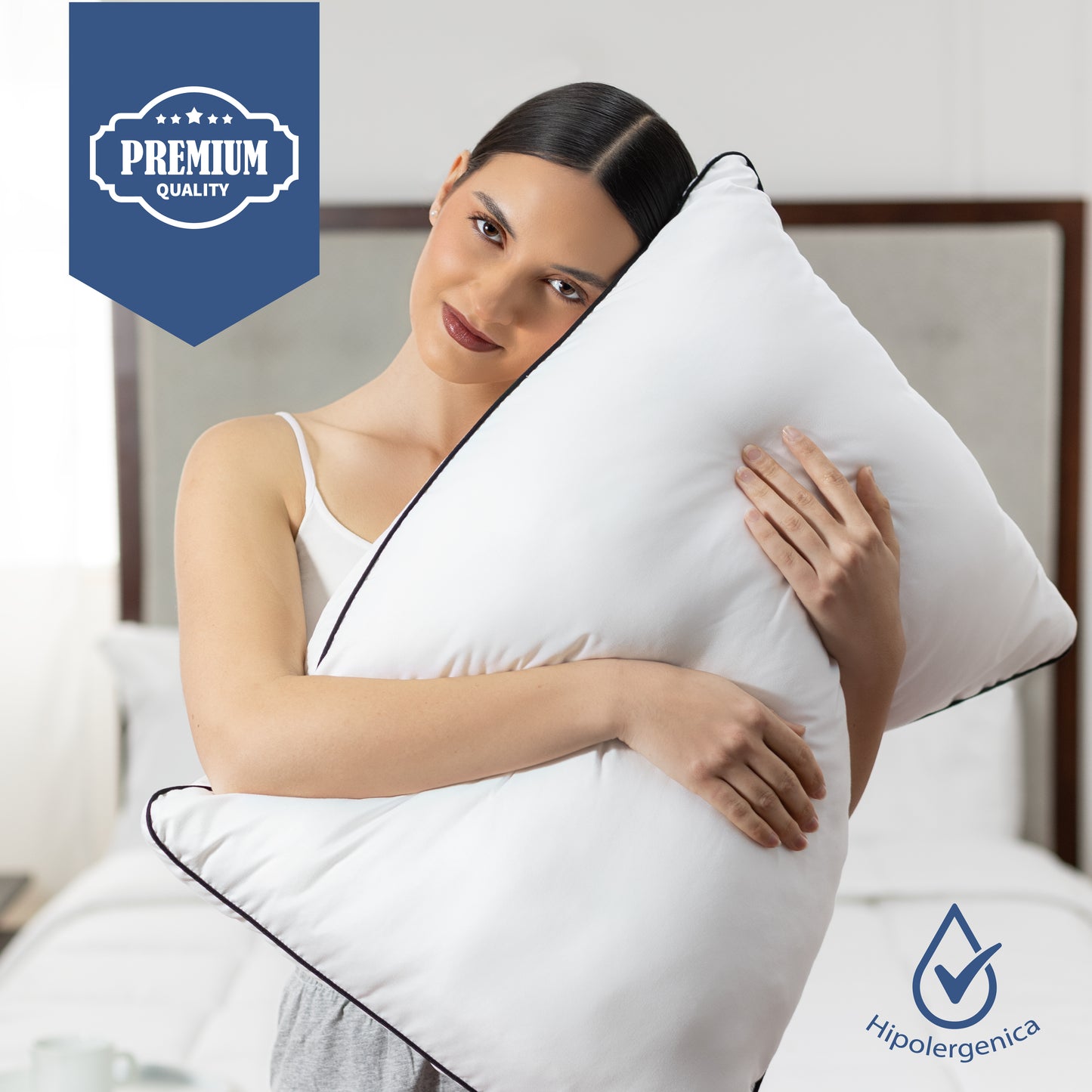 Almohadas Comfort | Firmeza Media | Hipoalergénicas y Antiácaros | Suaves y Lavables | Tecnología Down Alternative