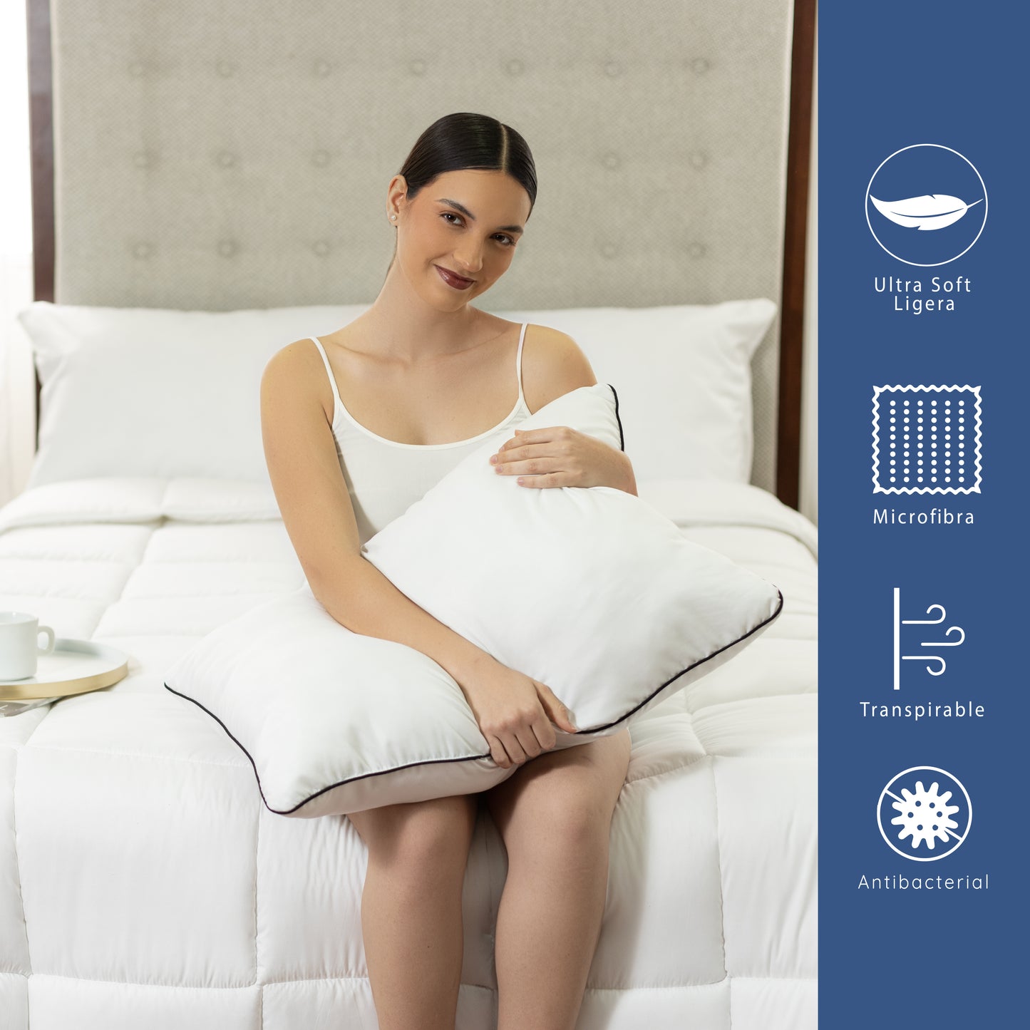 Almohadas Comfort | Firmeza Media | Hipoalergénicas y Antiácaros | Suaves y Lavables | Tecnología Down Alternative