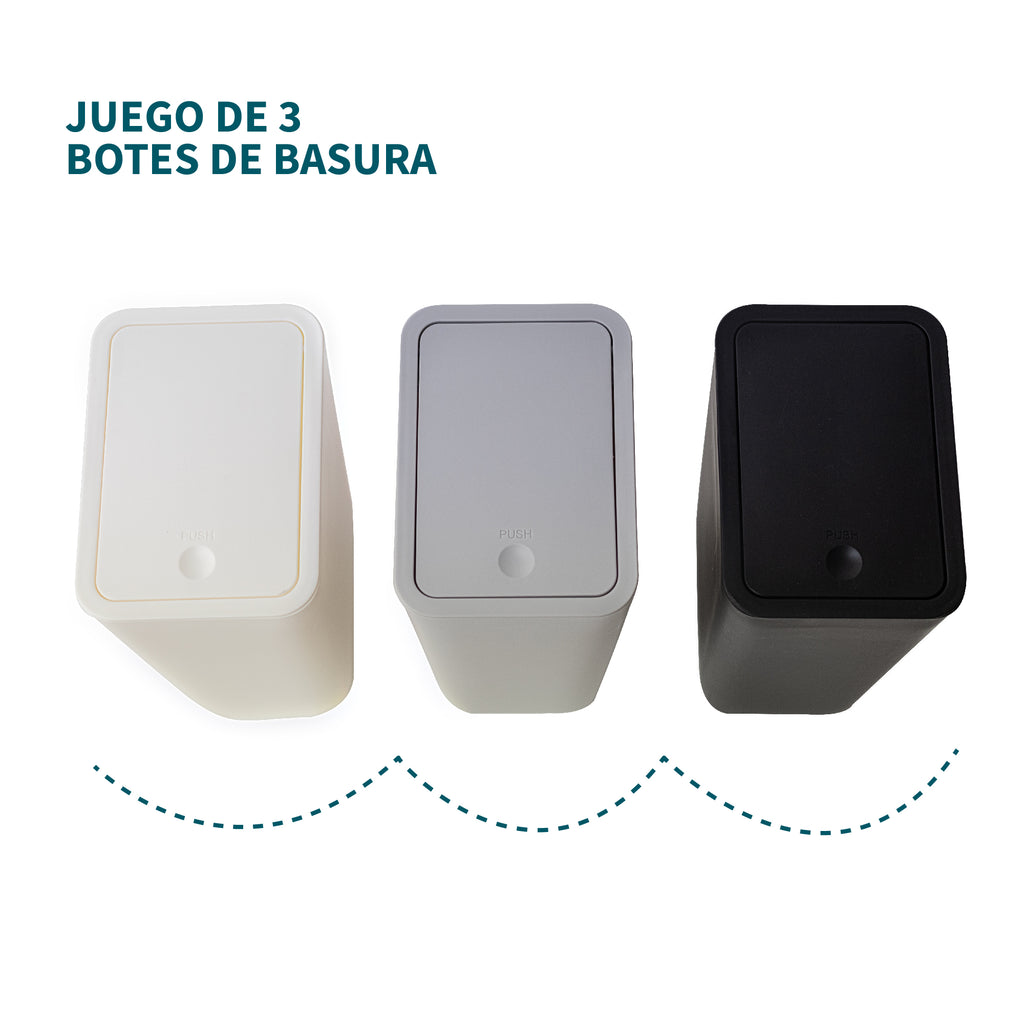 3 Botes de Basura 10 Litros