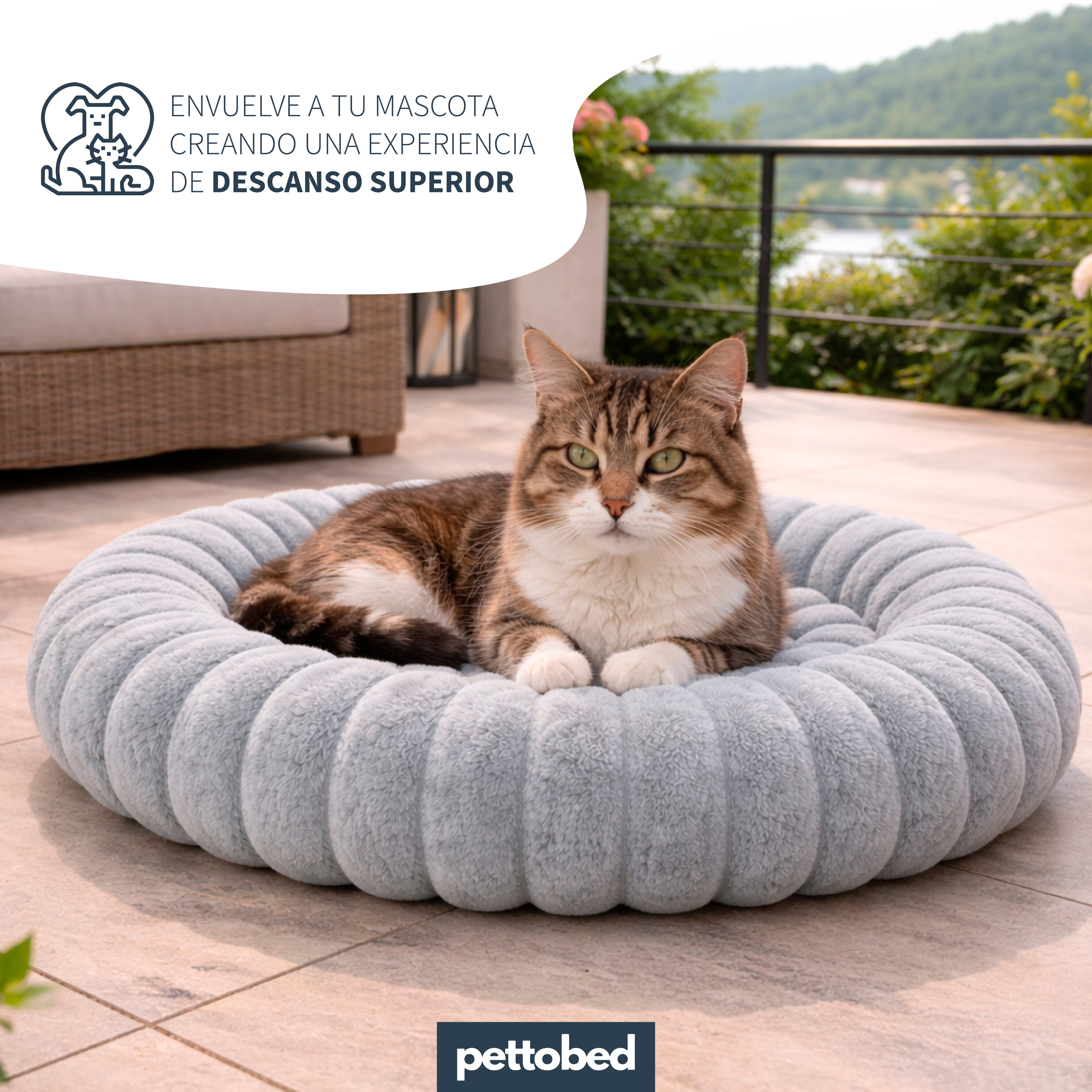 Cama Antiestrés Redonda para Perros y Gatos Lavable a Máquina Antideslizante