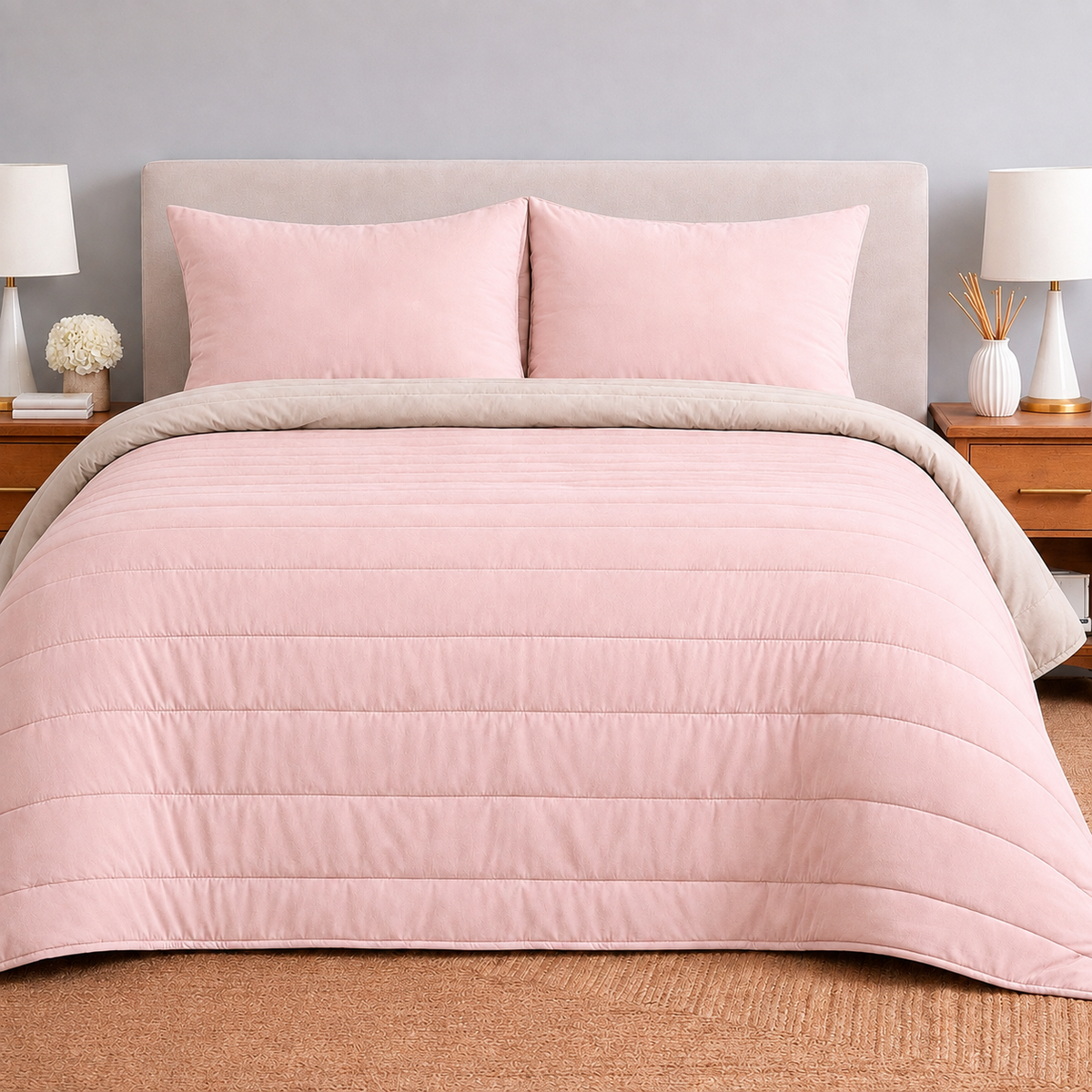 Set de Edredón Ligero | Rosa/Beige