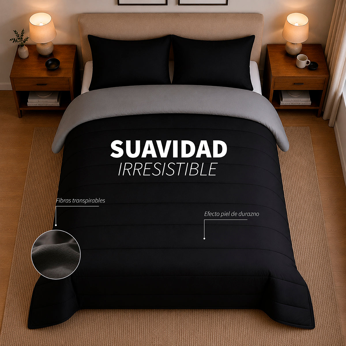 Set de Edredón Ligero | Negro/Gris