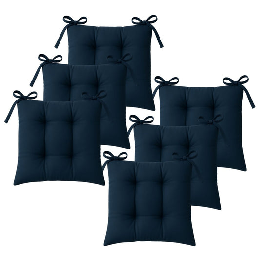 Set de 6 Cojines Acolchados para Silla de Comedor con Lazos Relleno Ideal Almohadillas para los Asientos Medidas 42 x 42 x 7 cm
