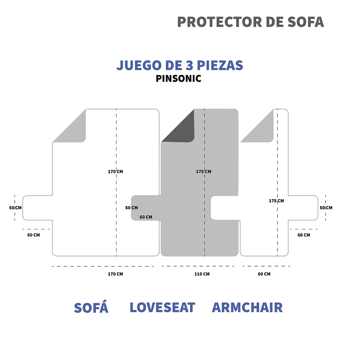 Cubre Sala 3 Piezas Pinsonic
