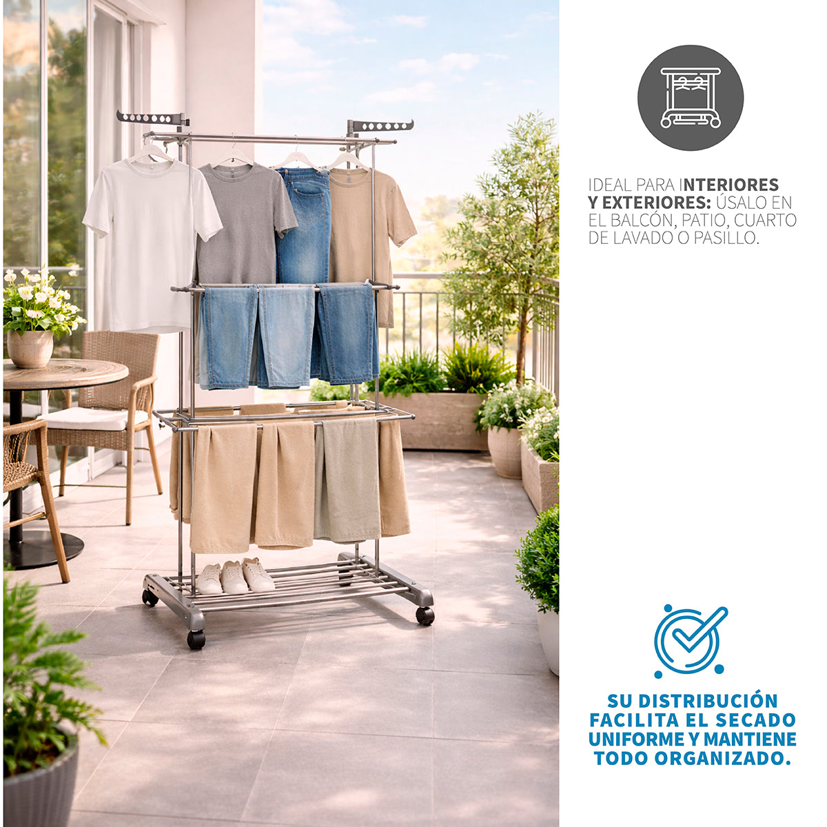 Tendedero Plegable con Ruedas