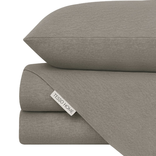 Juego de Sábanas de Camiseta Frescas Tipo Algodón Suave Hipoalergénicas (Incluye Sábana Plana, Sábana de Cajón y Fundas de Almohada)