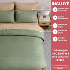Set de Edredón Essential 7 Piezas | Verde/Beige