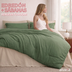 Set de Edredón Essential 7 Piezas | Verde/Beige